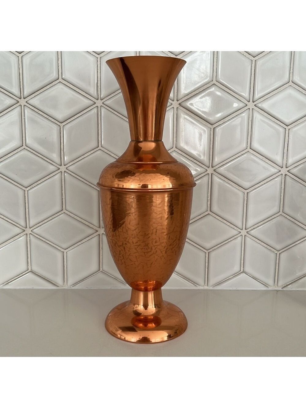 VINTAGE Copper Vase Hammered Texture Mid Century Modern Made England Minimalist